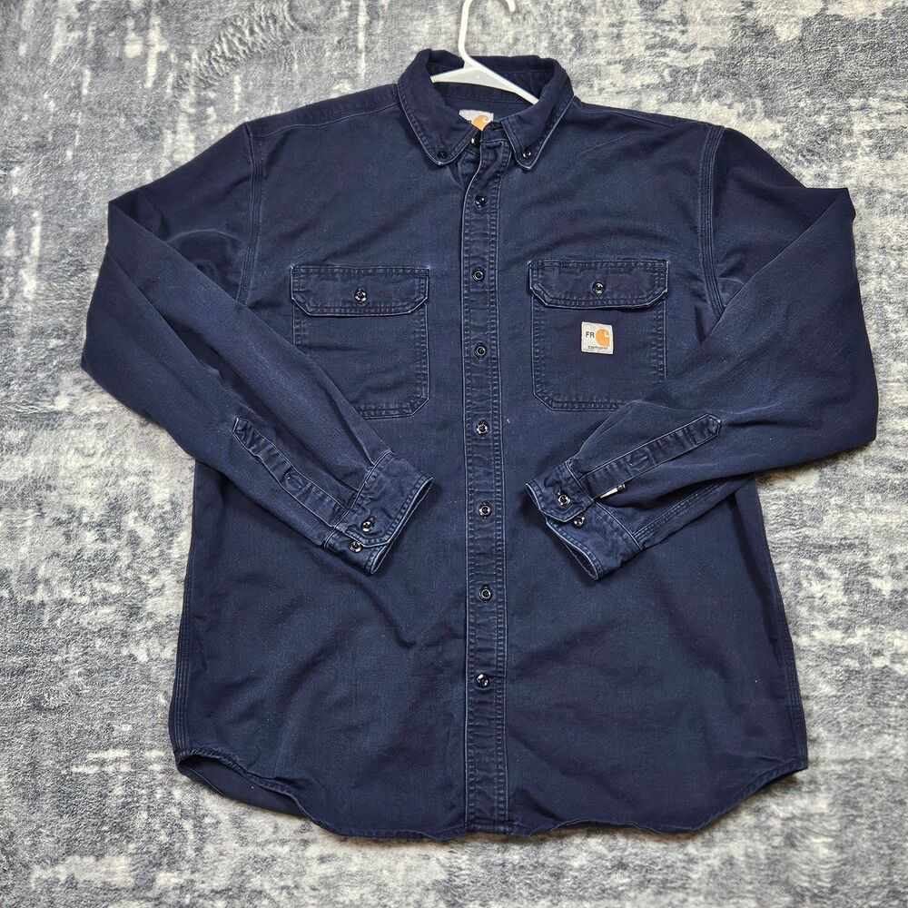 Carhartt FR Flame Resistant Cotton Blend Shirt Jacket Mens Size Large CAT 2 Blue